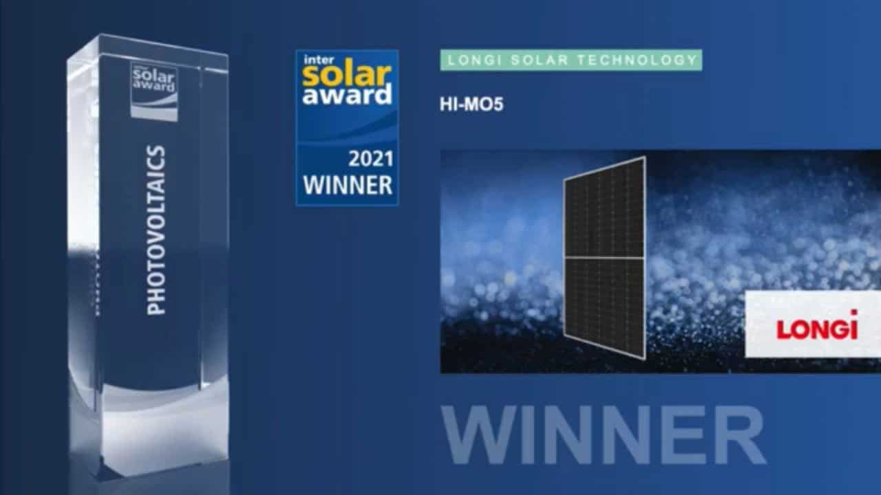 الصين: شركة لونجي تفوز بجائزة «2021 Intersolar» لسلسلة ألواح «Hi-MO 5»