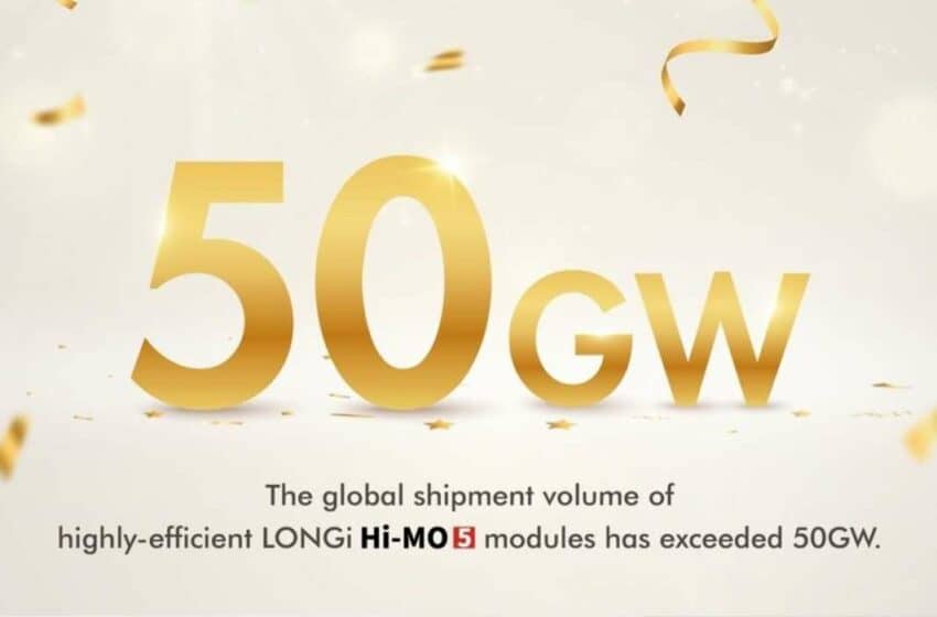  الشحنات العالمية لألواح Hi-MO 5 من لونجي تتجاوز 50 جيجاواط