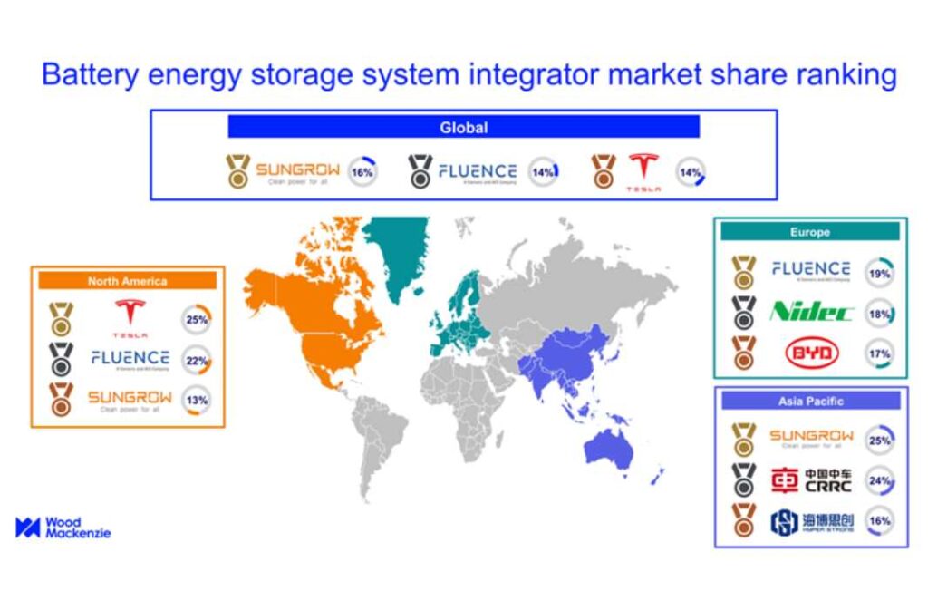 حصص الشركات في السوق العالمي لأنظمة تخزين الطاقة بالبطاريات