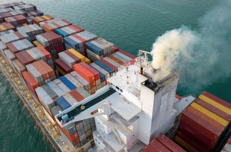 انبعاثات تصدر من سفينة شحن