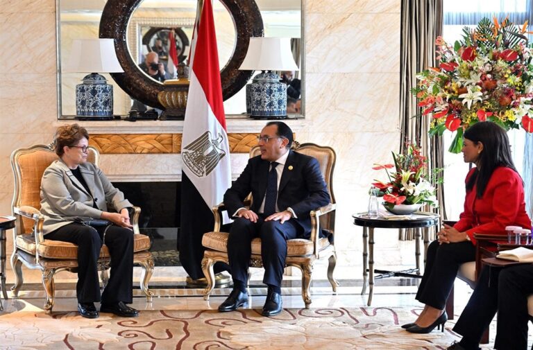 رئيس الوزراء المصري ومديرة بنك التنمية الجديد المصدر: رئاسة الوزراء المصرية