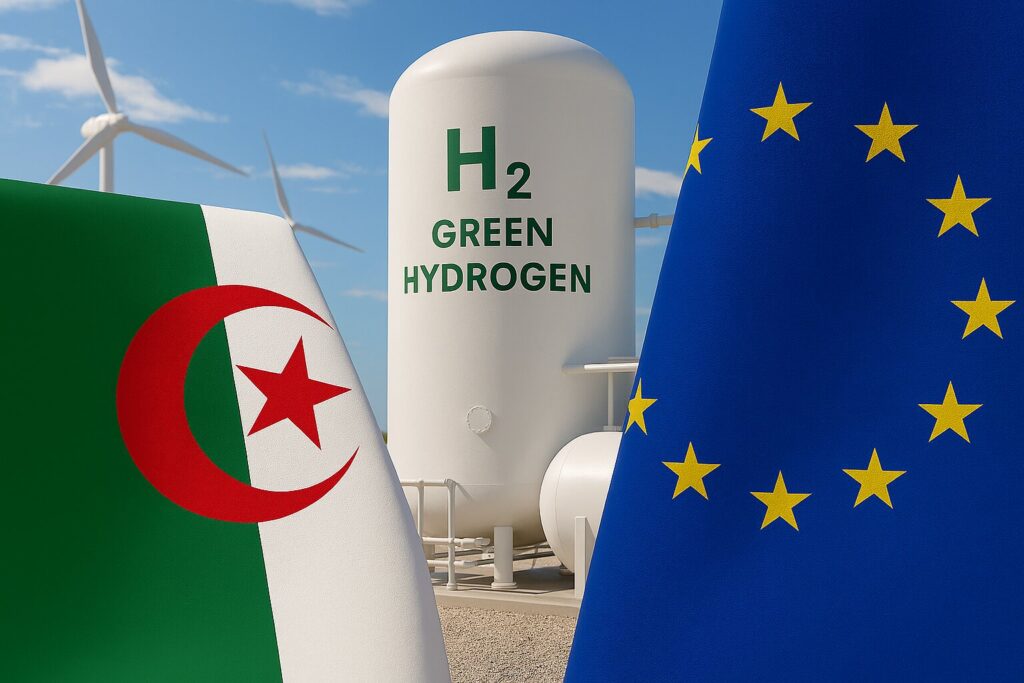 علما الجزائر والاتحاد الأوروبي يرفرفان فوق منشأة لإنتاج الهيدروجين الأخضر (تعبيرية)
