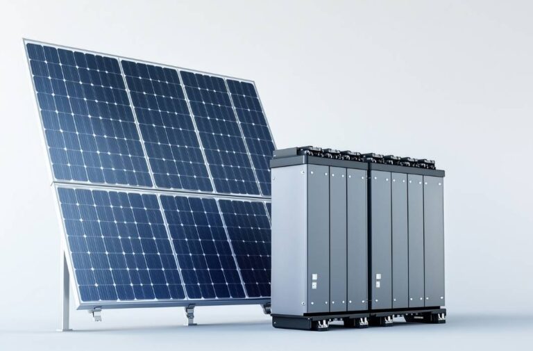 ألواح طاقة شمسية مع أنظمة تخزين الطاقة