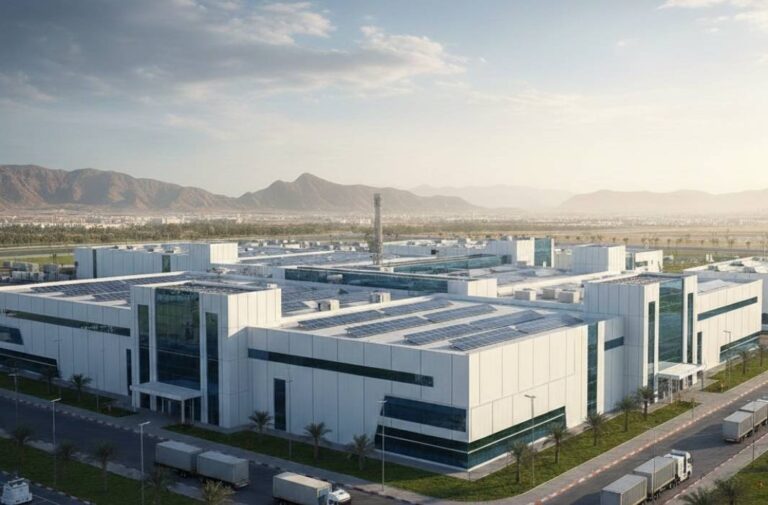 صورة تخيلية لمصنع بطاريات يعمل بالطاقة الشمسية